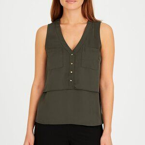 Candies Sleeveless Tank Blouse Olive Green Size Large EUC
